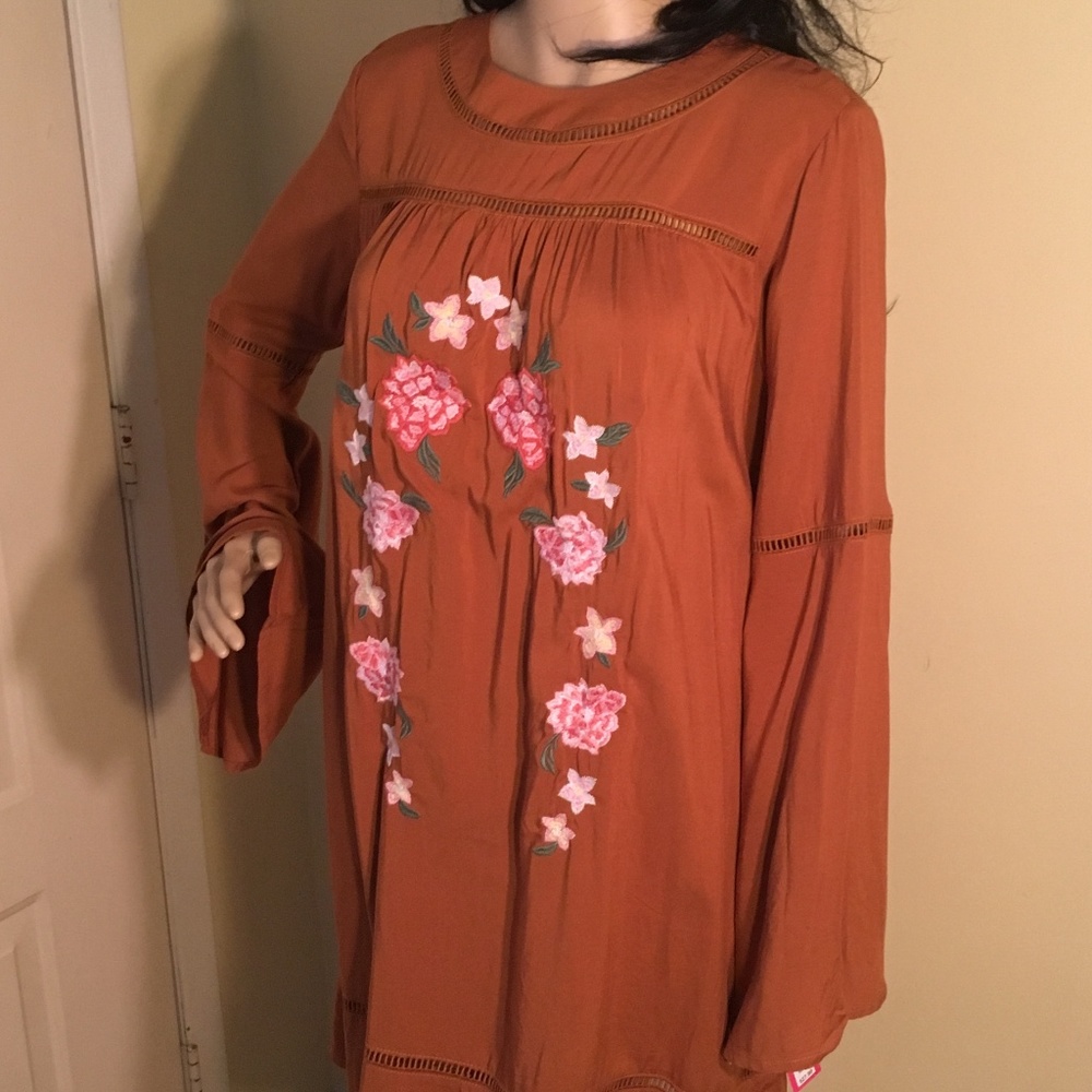 Rust w/flowers Xhilaration Sz Small dress - Picture 2 of 5